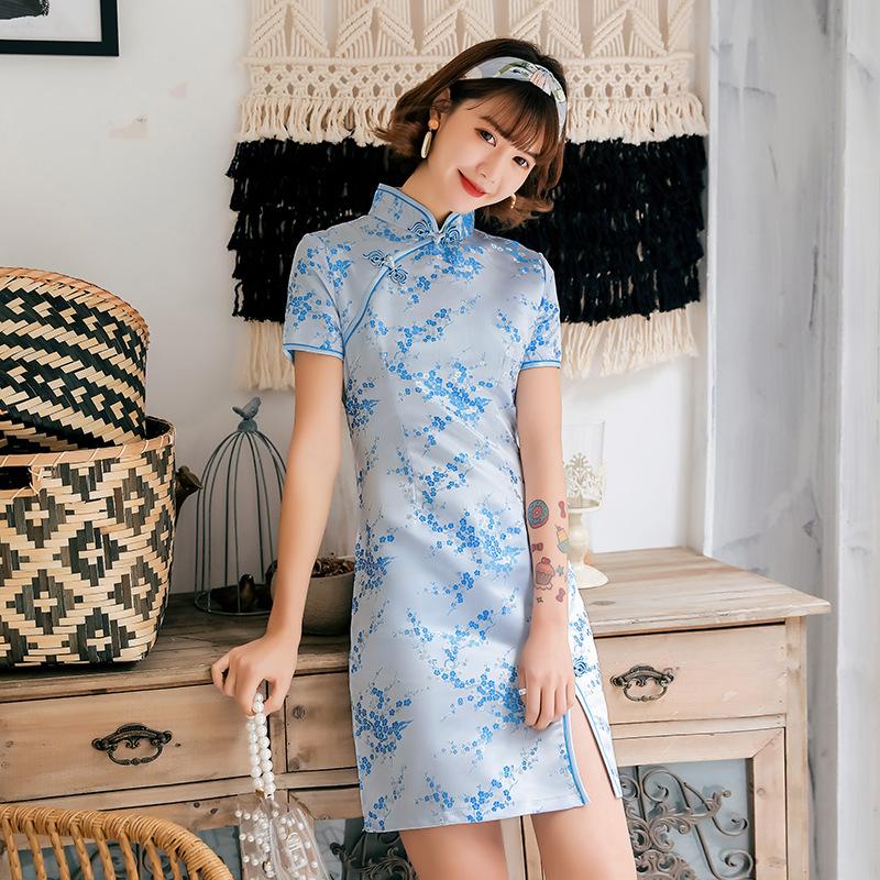 Женское Cheongsam с принтом в стиле ретро, сексуальное элегантное вечернее платье, традиционное Qipao, банкетное вечерние