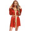 Halloween Boxing Cosplay Costume for Women Satin Hooded Robe with Metallic Trim Open Front Long Sleeve and Belt