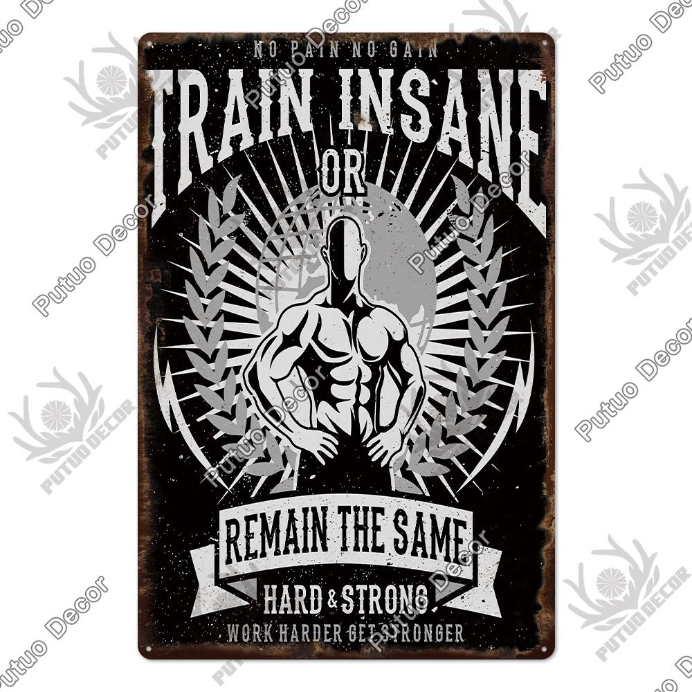 Mfoever Tin Sign Decor Gym Vintage Tin Signs Plaque Metal Plates Retro Posters Work Out Wall Art Decorative for Home Man Cave Gym Room