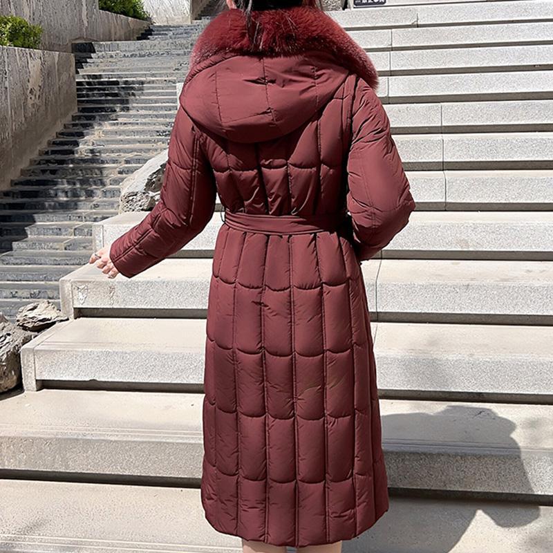 Detachable Sleeves Plus Size L-7XL Fashion Woman Winter Coats With Belt Big Faux Fur Collar Long Parkas Hooded Loose Thick Female Jackets