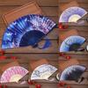 1PC Fashion Folding Bamboo Fan Flower Pattern Silk Hand Fans Dance Home Decoration Chinese Style