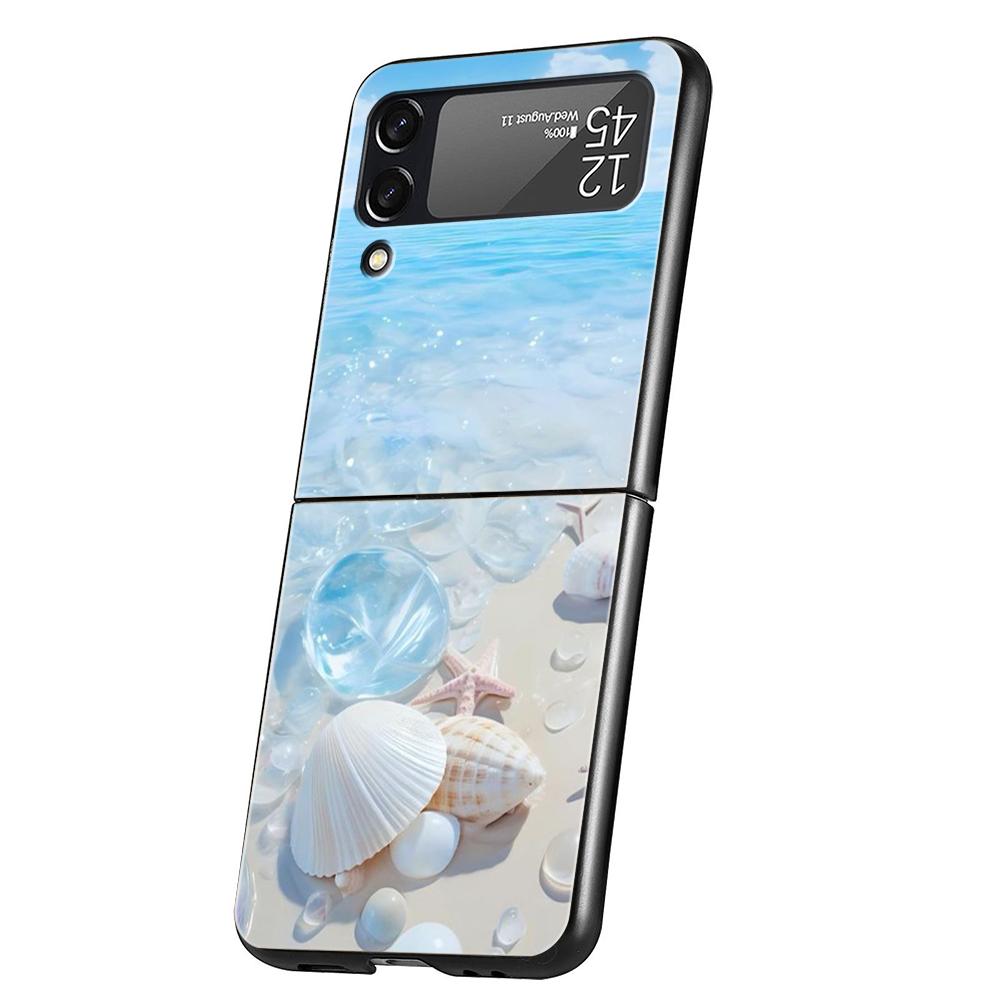 Чехол для телефона Samsung Galaxy Z Flip 3 4 5 6 Жесткий Складной ПК Для Samsung Z Flip3 Flip4 Flip5 Чехол Синяя Бабочка Океанские Волны