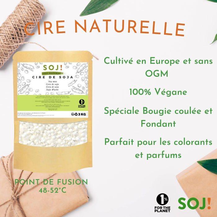 Soj - cire de soja végétale sans ogm, 3kg, e-book+30 mèches offertes! cire pour bougie, cire de soja pour bougie