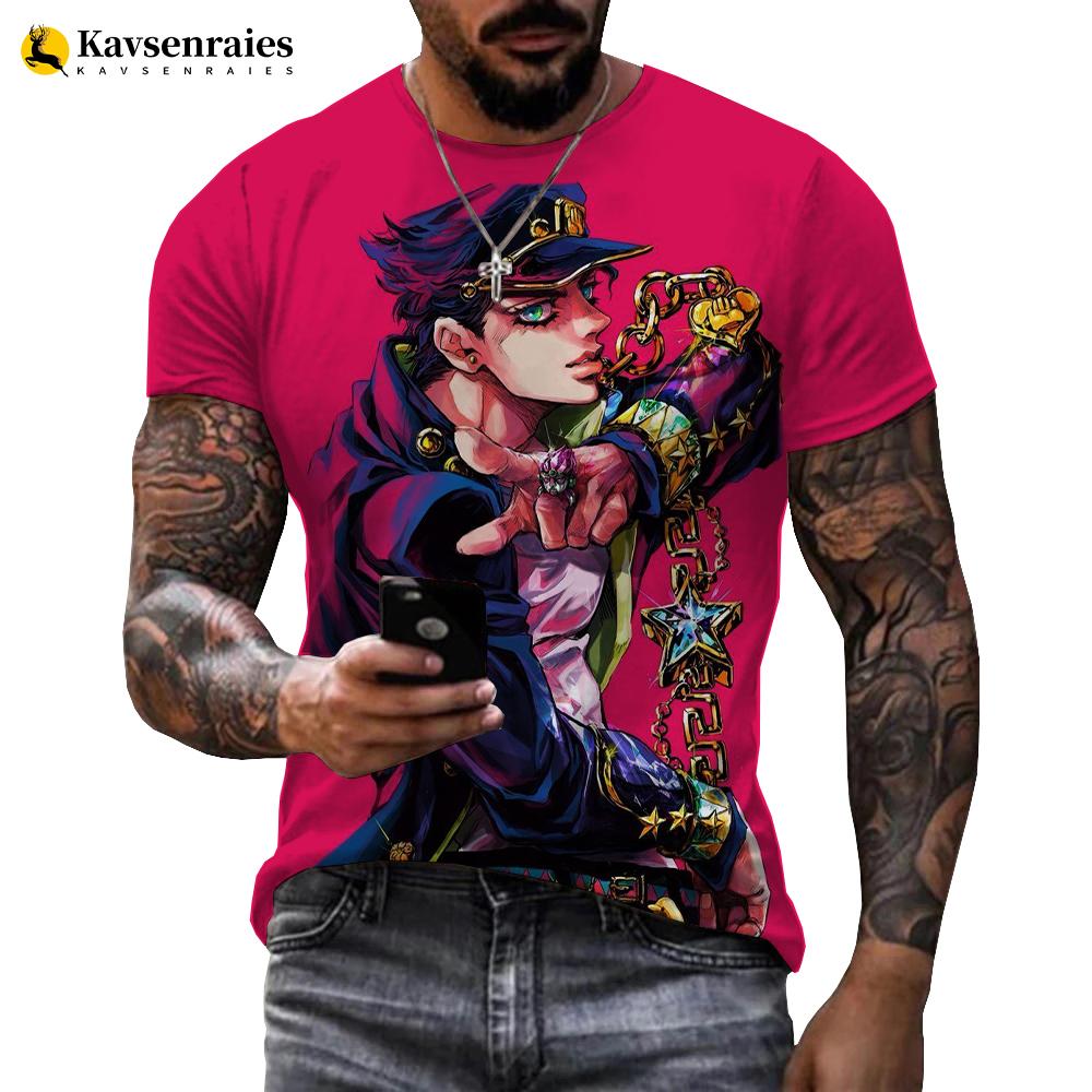 Новая классическая футболка JoJo Bizarre Adven для мужчин и женщин, модная футболка с 3D принтом, уличная одежда в стиле хип-хоп, повседневные летние топы 6XL