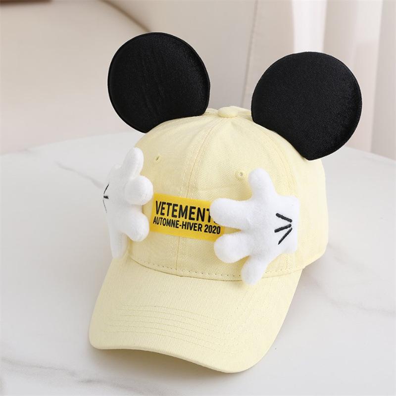 New cartoon ear hat peaked cap women's palm cover face alphabet label baseball cap soft brim versatile hat