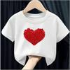 Children Short Sleeve Tops Funny Heart Shaped Design Tshirt Girls Spring Party Dresses Kid Lovely Tees Girl Clothes