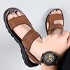 Fashion Summer 2024 New Men's Sandals Genuine Leather Thick-soled Non-slip Beach Shoes Comfortable Soft-soled Two-wear Outdoor Sandals
