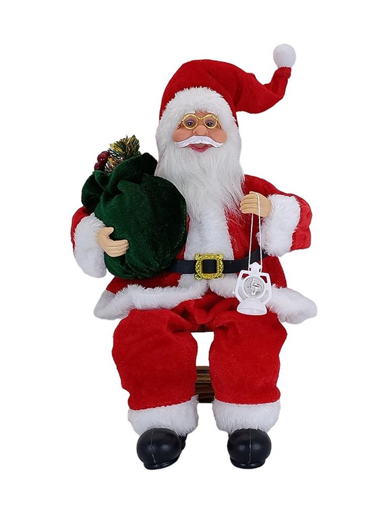 14'' Collectible Christmas Figure Decorations Sitting Santa Claus Figurines Santa Doll Toy