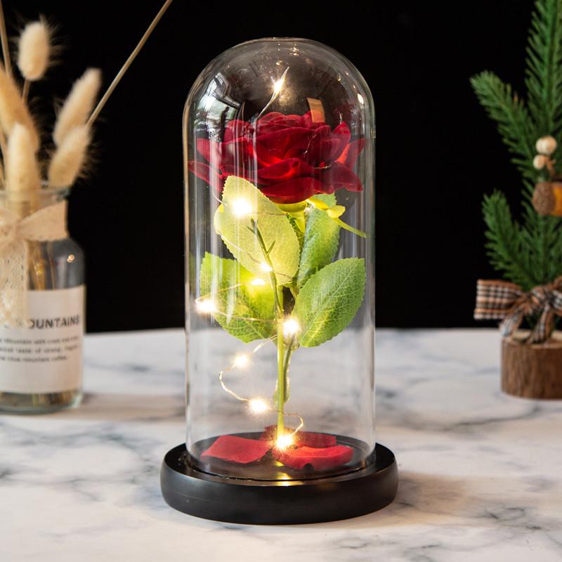 Glass cover simulation rose ornament, immortal flower ornament creative Mother's Day Valentine's Day gift