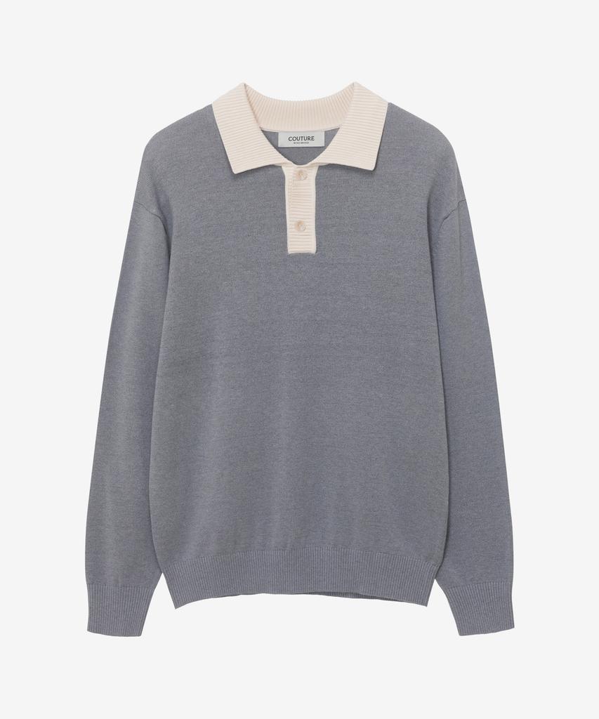 MINDBRIDGE [Couture] Collar Contrast Semi-Oversized Knit - 2 Colors