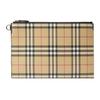 Burberry Detachable Strap Zipper Plaid Faux Leather And Cotton Clutch Bag Men clutch Beige 80656291