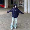 Американский ретро трехполосный худи женский бренд пэчворк оверсайз тонкий свободный парный нишевое пальто
