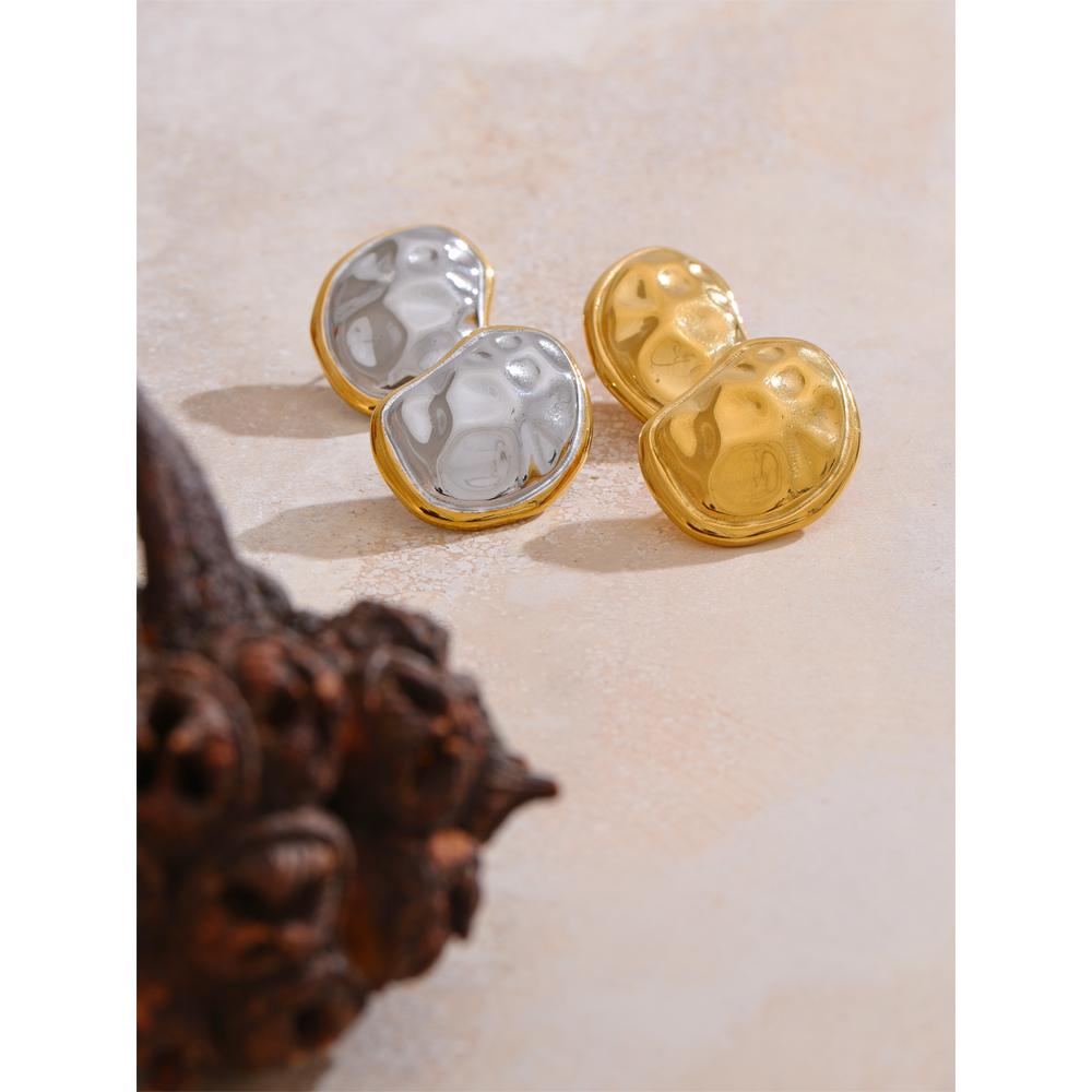 Eetit Отличительные геометрические серьги-гвоздики из нержавеющей стали с металлической текстурой и молотком, водонепроницаемые минималистичные ювелирные аксессуары