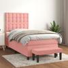 3138066 vidaXL Divan Bed with Mattress Pink 90x200 Cm Velvet
