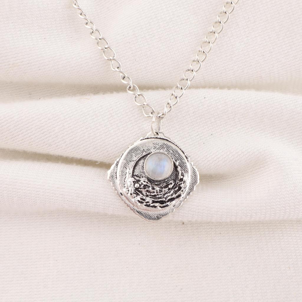 Ювелирные изделия из радужного лунного камня, подвеска из стерлингового серебра 925 пробы, красивая ювелирная подвеска ручной работы