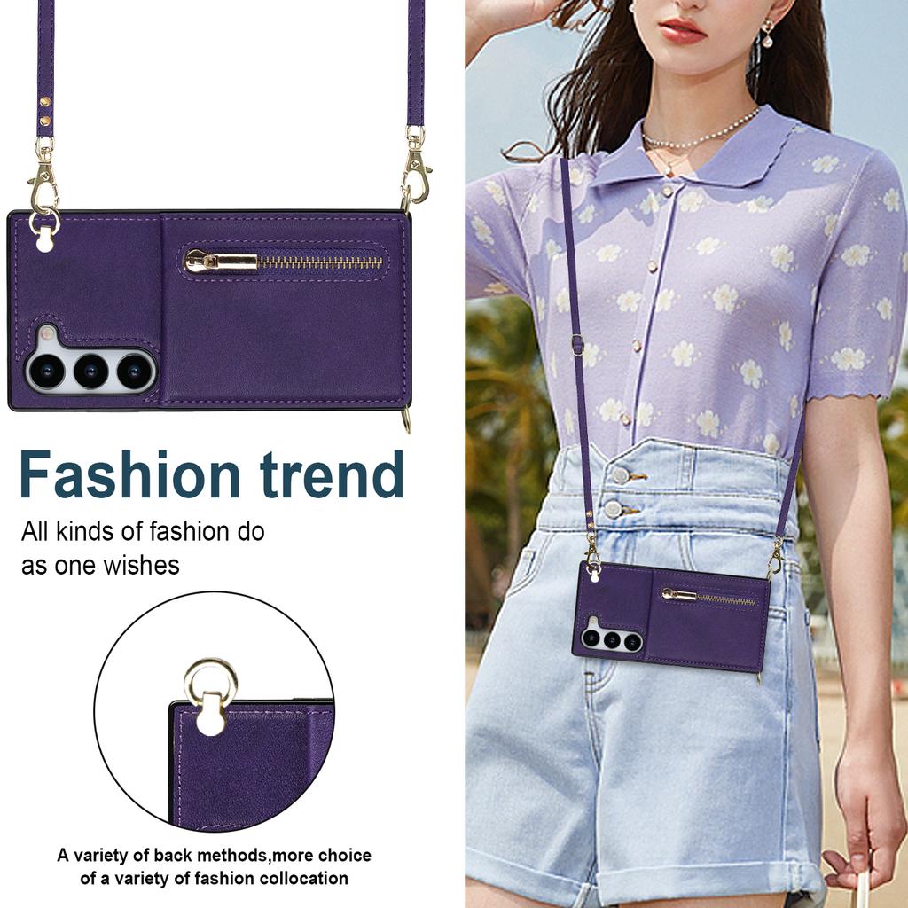 Кошелек на молнии с несколькими картами и длинный висящий чехол для телефона на веревке для серии iPhone Samsung Galaxy S9 S10 S20 S21 S22 S23 Note9 Note10 Note20...