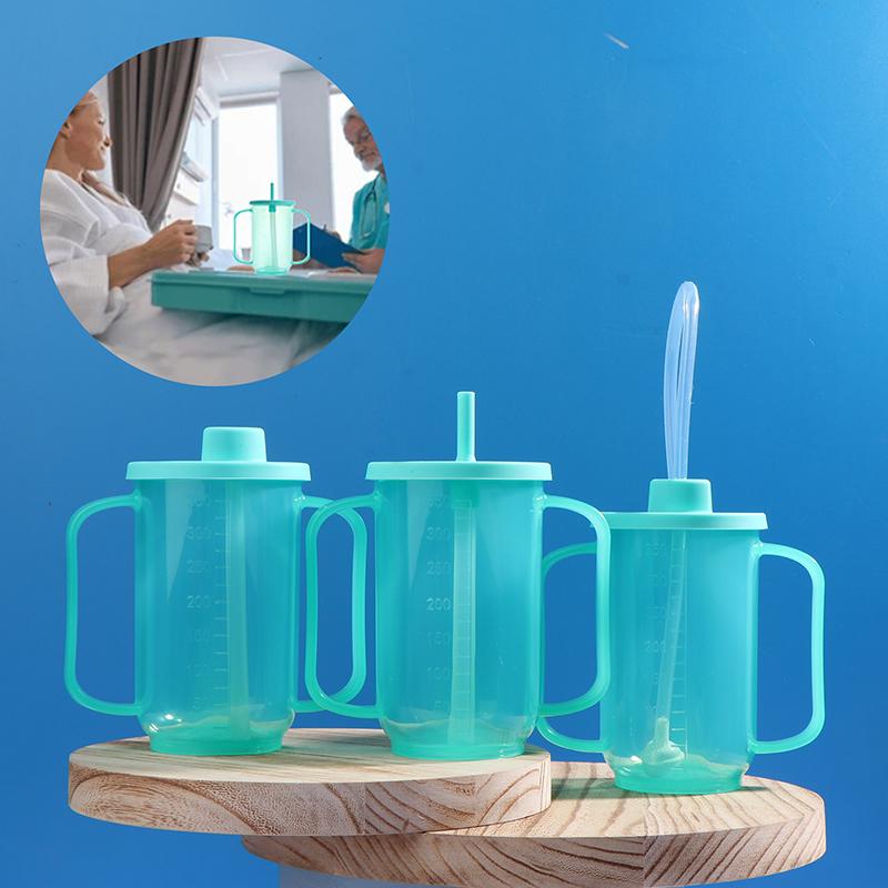 350Ml Adult Sippy Cup 2 Handles Plastic Mug Drinking Cup Disabled Elderly Spill Proof Dysphagia Cup Parkinsons Aids Living Tool