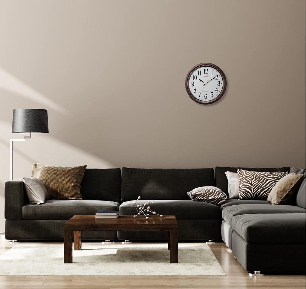 RHYTHM M565 Настенные с пластиком 8MY565SR06 Часы, Радиоуправляемые, Тихие, Стекло, Коричневые, 34x4,5см,