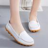 Shoes for Women Spring Large Size Genuine Leather Women's Shoes Round Toe Flat Casual Shoes for Women Non-slip Pregnant Women Bean Shoes for Women
