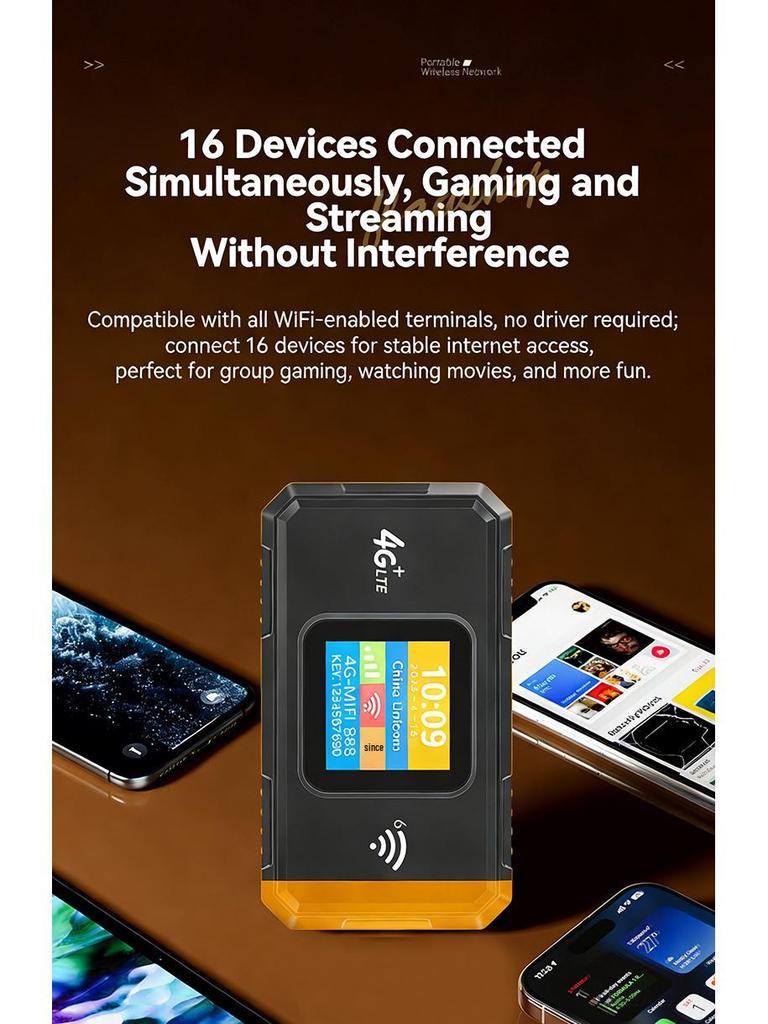 Portable 4G MIFI WiFi Router for Europe, Africa, Southeast Asia, Central Asia, and the Middle East.