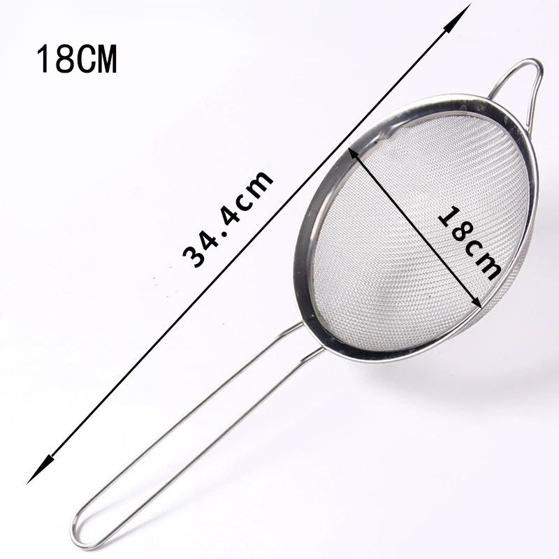 1PCS Stainless Steel Fine Mesh Food Strainer Sifter For Baking With Handle Flour Sieve Sifter Juice Soy Milk Baking Kitchen Tool