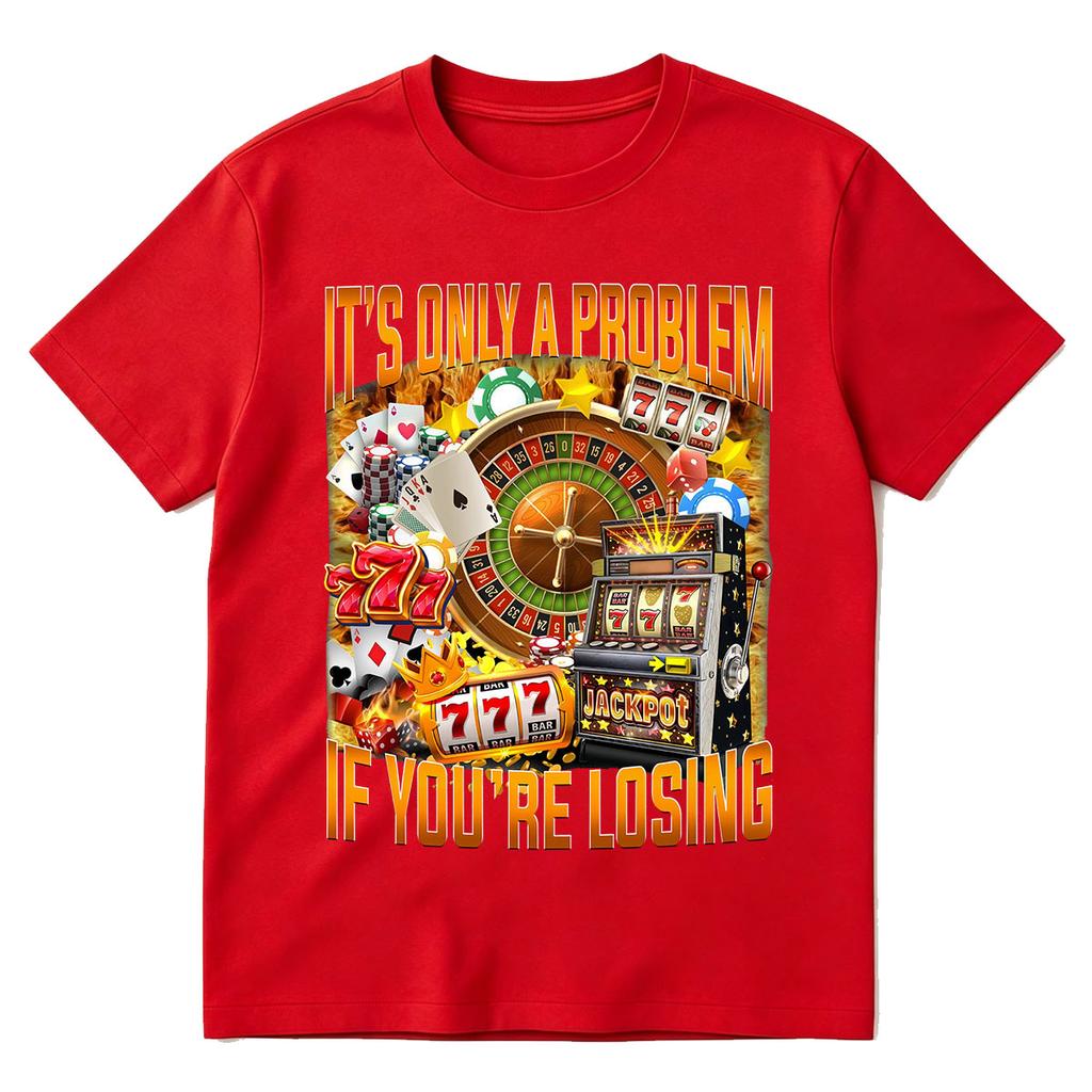 Casino Gambling Graphic Tshirt 90s Meme Vegas Funny Poker Humor Tshirts Retro Slot Machine Lucky 777 Roulette Cards Tee Shirt