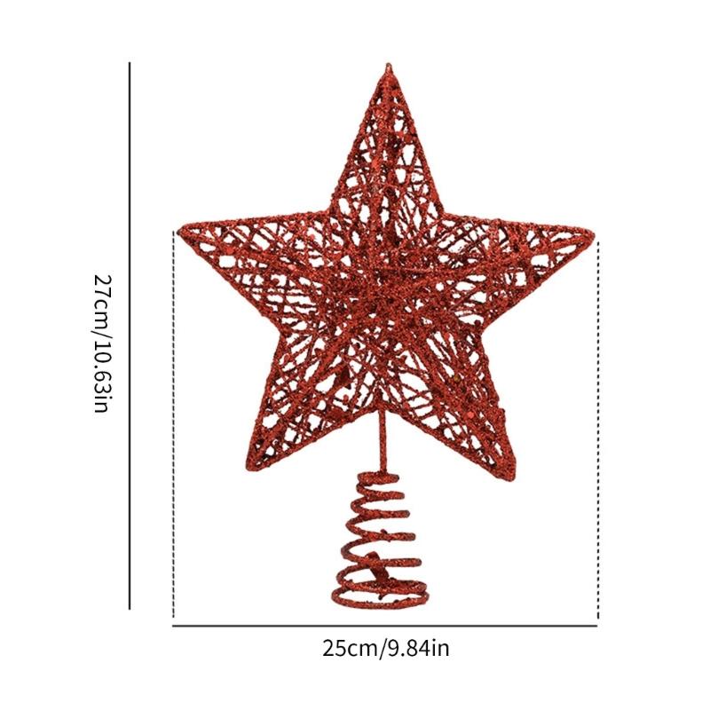 Gold Shimmering Christmas Tree Star Top Decoration Hollowed Metal Star Tree Top Ornament for Holiday Party Decoration