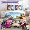 3pcs Custom Name Cartoon Masha and the Bear Bedding Set Duvet Cover Closure Includes 1 Duvet Cover & 2 Pillowcases for All Seasons Bedroom Decor