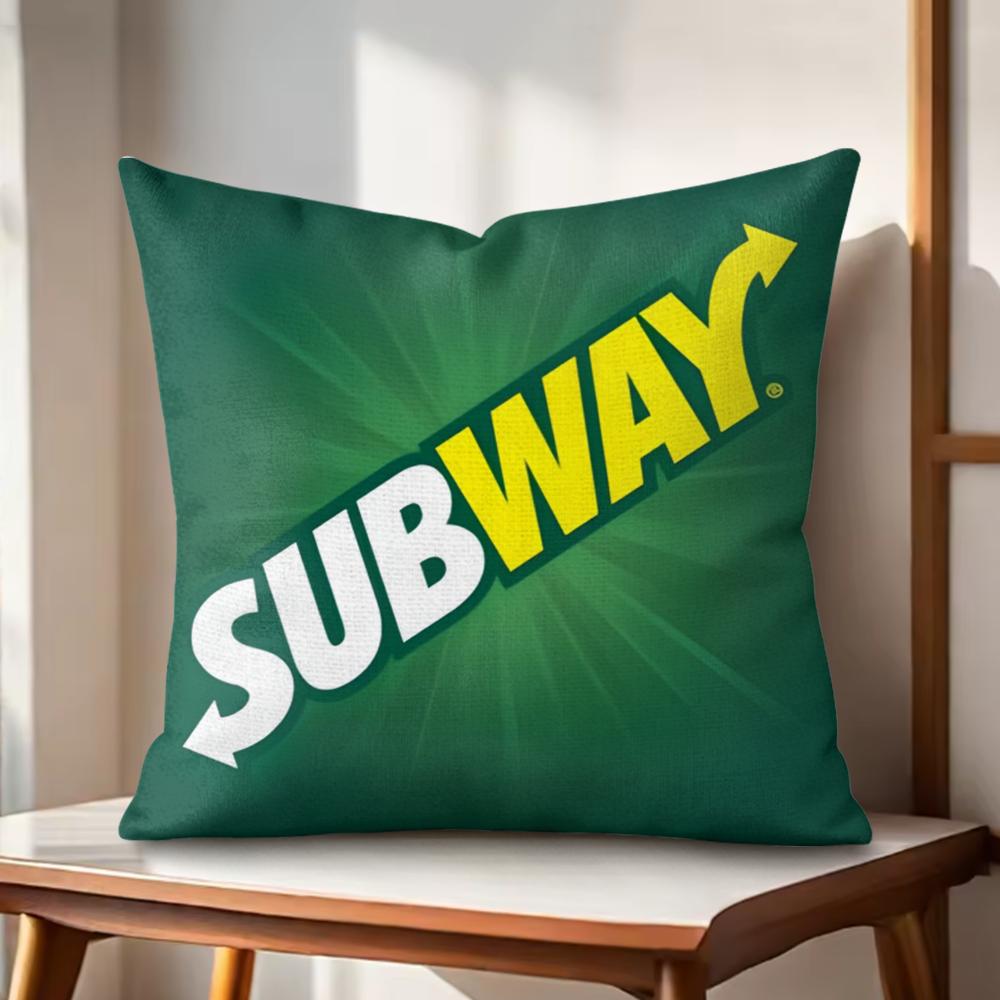 SSubway Cushion Cover Natural Linen Organic Fabric DoubleSided Printing Couch Pillow Covers Home Decor
