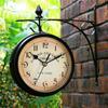 Durable Garden Decoration Home Decor Retro Metal Clock Bracket Outside Double Sided Wall Clock