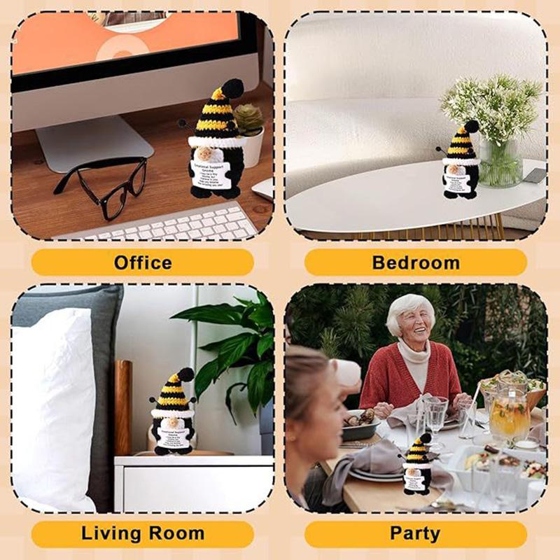 Вязаная крючком кукла-гном-пчела, украшение, декор для дома и комнаты, ручная работа, вязаная кукла-гном-пчела, излучающая позитивную энергию, с карточкой, рождественские подарки