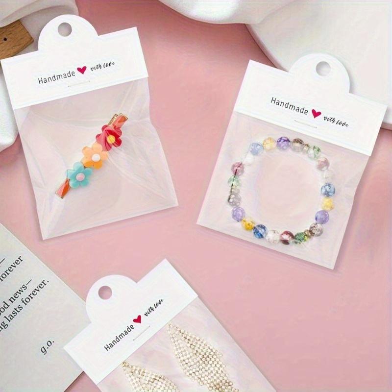 Jewelry Gift Bag Set -100pcs, Clear Brown Pouches For Earrings, Bracelets, Keychains - Perfect For Small Business Pieceaging & Craft Displays