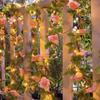 Artificial Flower Fairy String Lights Sunflower Roses String Lights Outdoor Waterproof 2m 20LED Sunflower Roses Garland with Lights for Garden