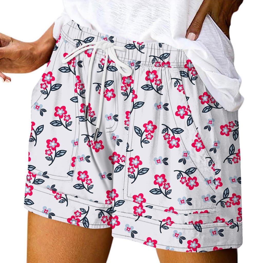 Женские повседневные летние эластичные пляжные шорты с принтом повседневные шорты
