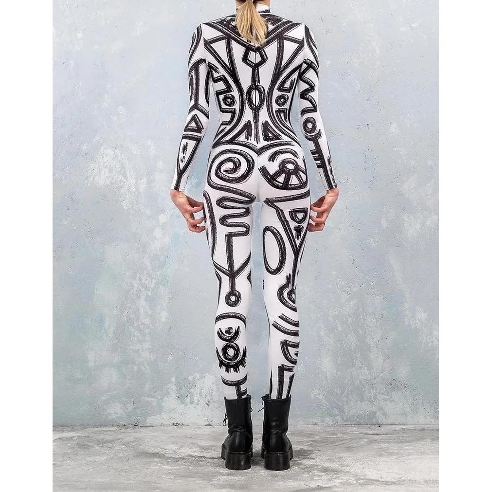 3D Digital Printing Stage Performance Costumes Adults Halloween Events Carnival Theme Party Cosplay Outfit Pretend Game Jumpsuit