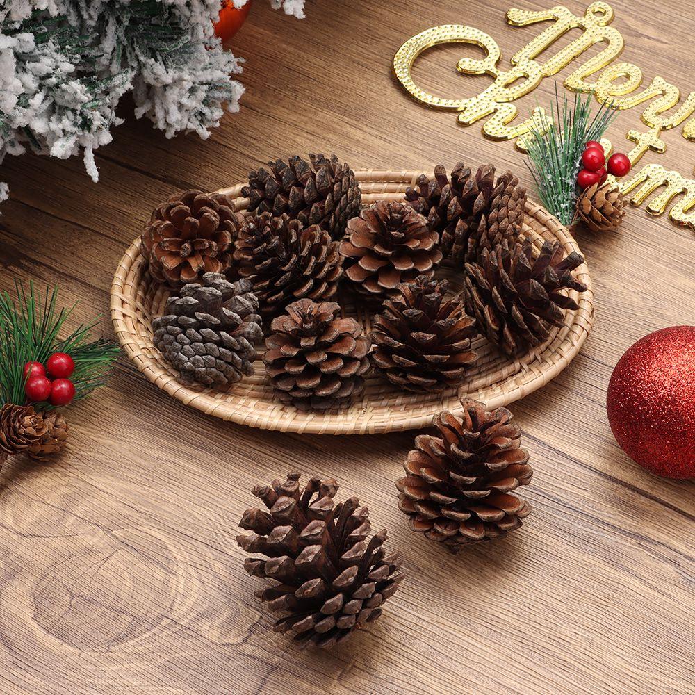 10Pcs Home Christmas DIY Garland Dried Plants Xmas Tree Ornaments Natural Pine Cones Pinecone