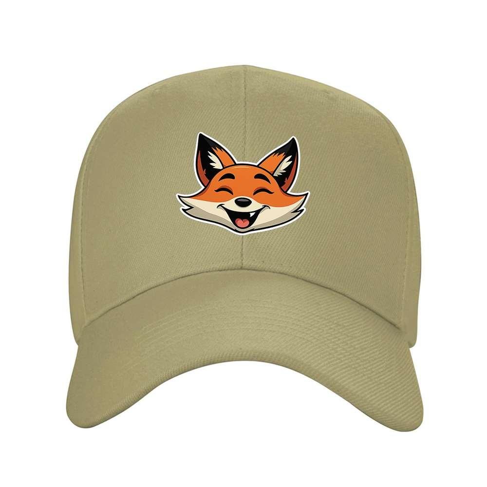 Happy Fox Laughing Expression Baseball Cap Stylish Travel Adjustable Outdoor Hat