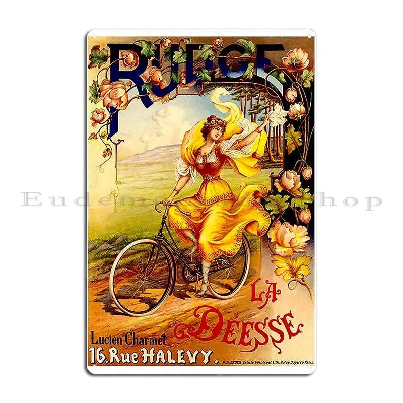 retro CRESCENT CYCLES Circa Dashing Woman Cyclist CYCLES RUDGE Metal Wall Mural Personalized Tin Sign Poster