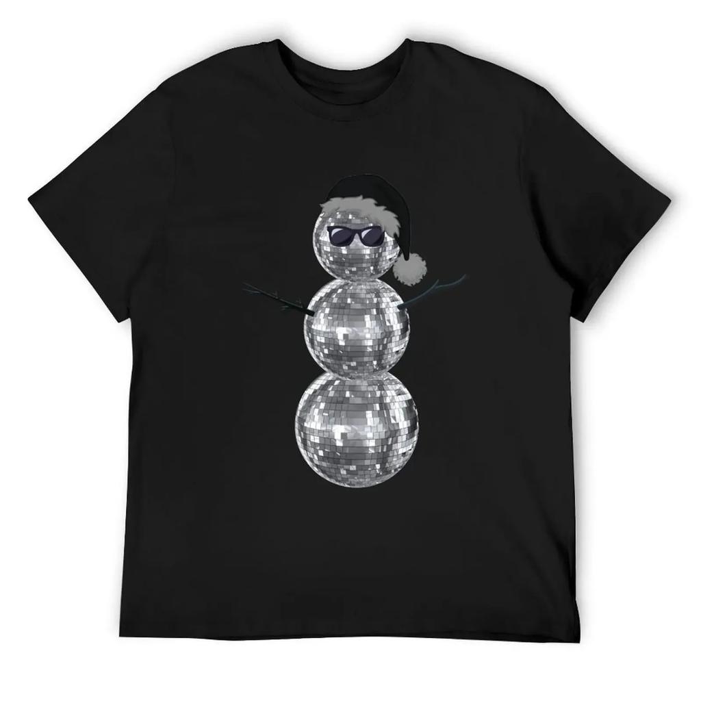 Disco Ball Snowman Dark Santa New Year's Eve Ball Drop Holiday Christmas T-Shirt rapper graphic tees Men's clothing