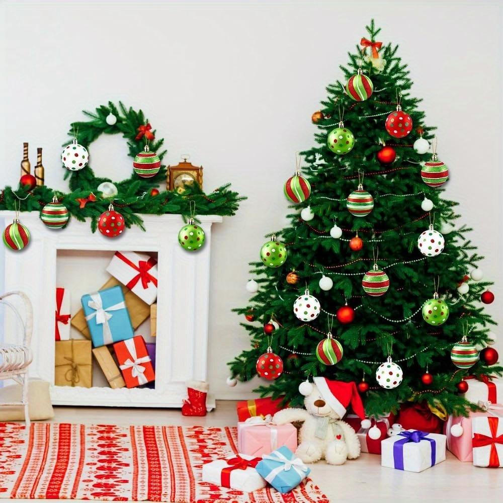 12 шт. Рождественские шары Украшение Блестящие Подвесные Рождественские шары для украшения елки Спиральные Леденцы Эльфийские шары Красные Зеленые Пластиковые Рождественские шары