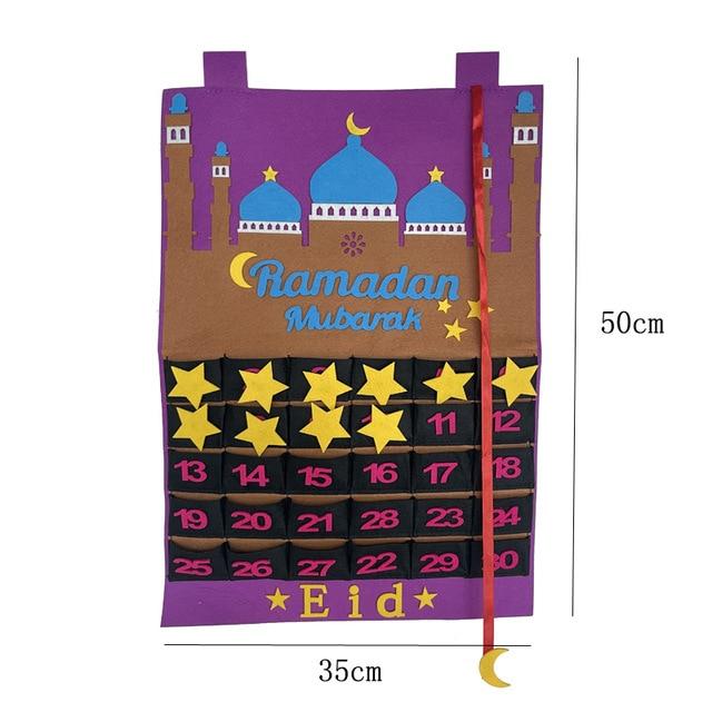 New Eid Mubarak 30days Advent Calendar Hanging Craft Countdown Calendar for Ramadan Decorations Kids Eid Mubarak Gifts Supplies