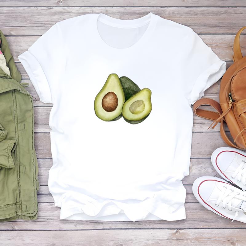 Повседневная модная футболка для женщин, летний модный милый принтованный дизайн, стильный топ с коротким рукавом.