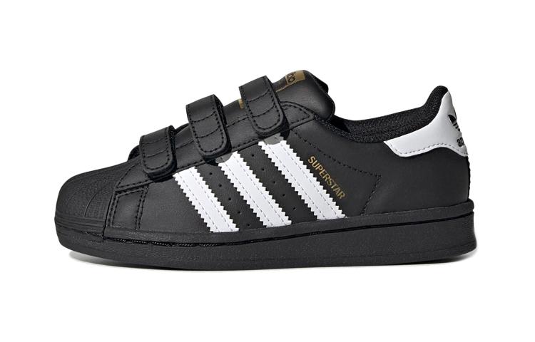adidas Оригиналы SUPERSTAR Модные Противоударные Низкие Кеды для Скейтборда Черно-белые Дети Возраст 3 7 Лет EF4840