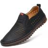 New spring hollow casual leather shoes soft sole non-slip wear-resistant lazy men's shoes