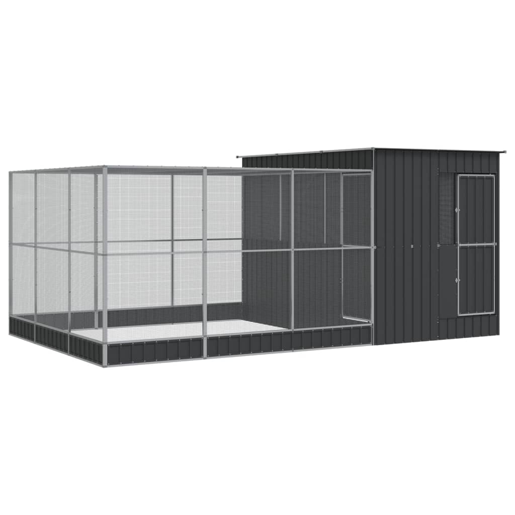 Aviary with Extension Silver 497 x 303 x 216 cm Steel