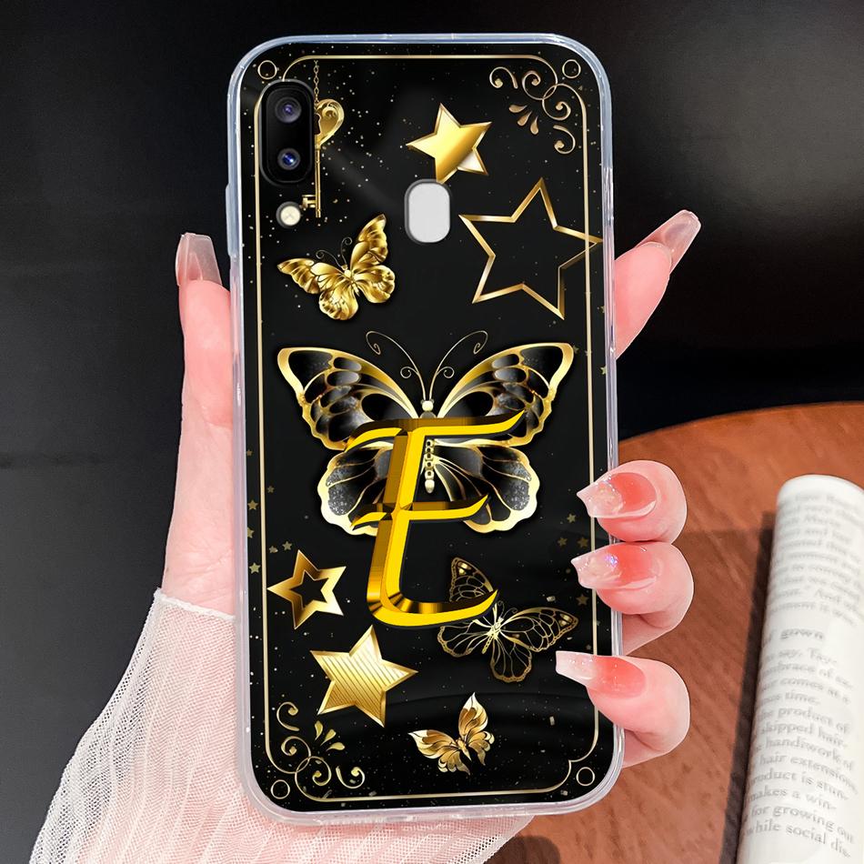 For Samsung Galaxy A20 A20S A21 A30 A30S Phone Case Butterfly Letters Soft TPU Clear Silicone Shell For Galaxy A 20 A 30 Housing