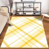 Yellow and White Plaid Pattern Printed Carpet for Modern Living Rooms Suitable for use as an anti-slip for living room bedroom sofas