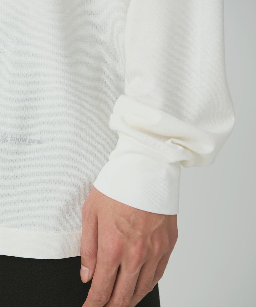 Snow Peak Гибридная шерстяная сетчатая футболка с вырезом и длинным рукавом, размер L, SW-25AU017, Sew, Футболка, Мужская Женская,