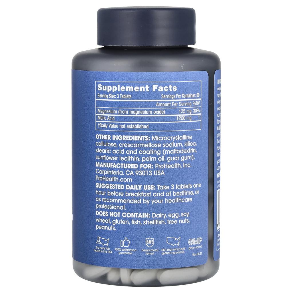 Malic Acid + Magnesium, 180 Tablets