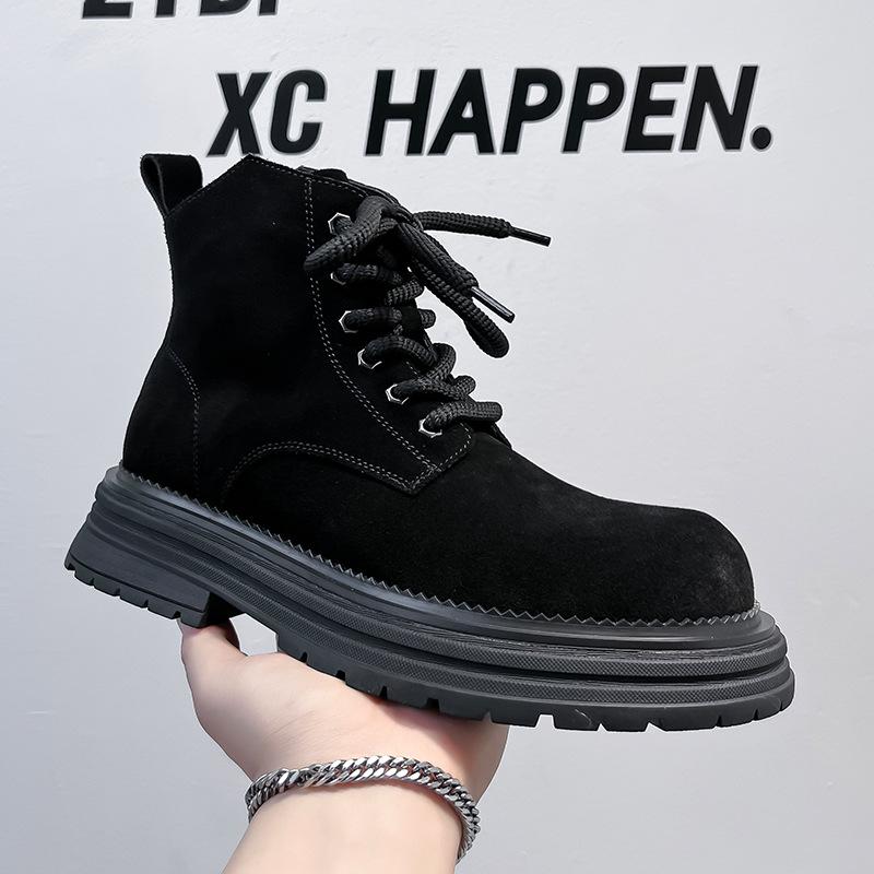 Ботинки мартин мужские осенне-зимние парные высокие рабочие ботинки в британском стиле средней высоты из матовой кожи Tide 24458-A